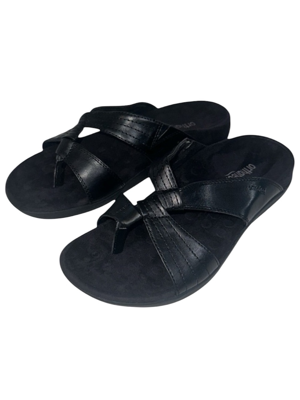 Orthaheel Penny Black Leather Orthotic Thong Flip Flop Sandal Comfort Size 7